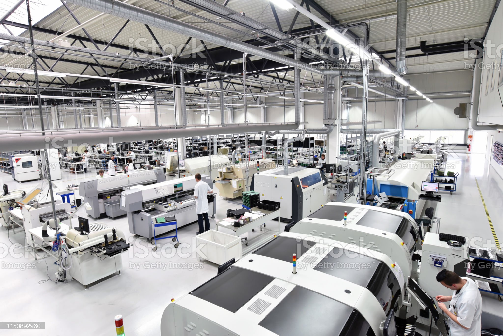 modern industrial factory for the production of electronic components - machinery, interior and equipment of the production hall